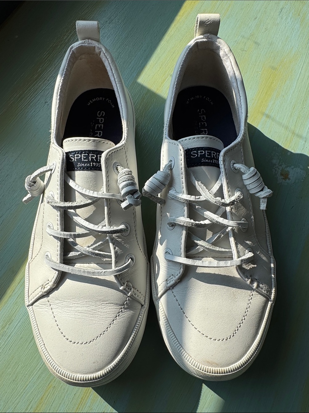 Sperry Off-White Leather Casual Lace-Up Sneakers